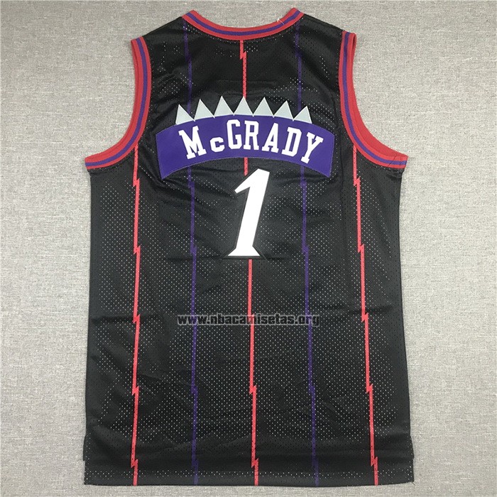 Camiseta Toronto Raptors Tracy Mcgrady NO 1 Mitchell & Ness 1998-99 Negro2